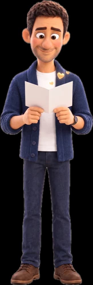 سیاوش یک کارت تشکر را با لبخند میخواند