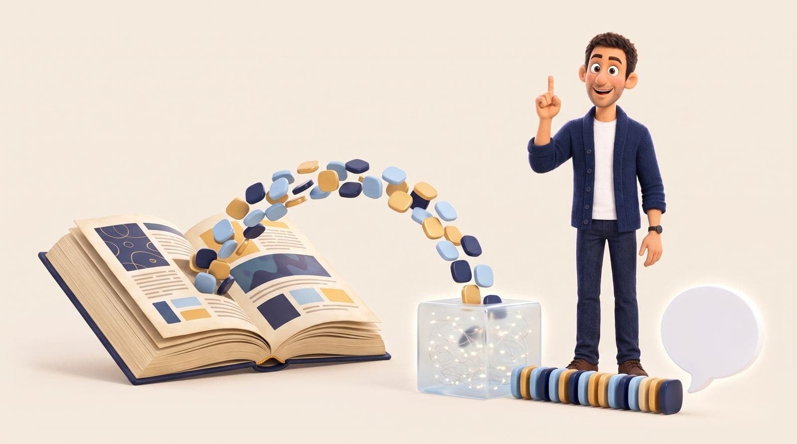 کتابی که کلمههایش به شکل توکن وارد یک مدل زبانی میشوند