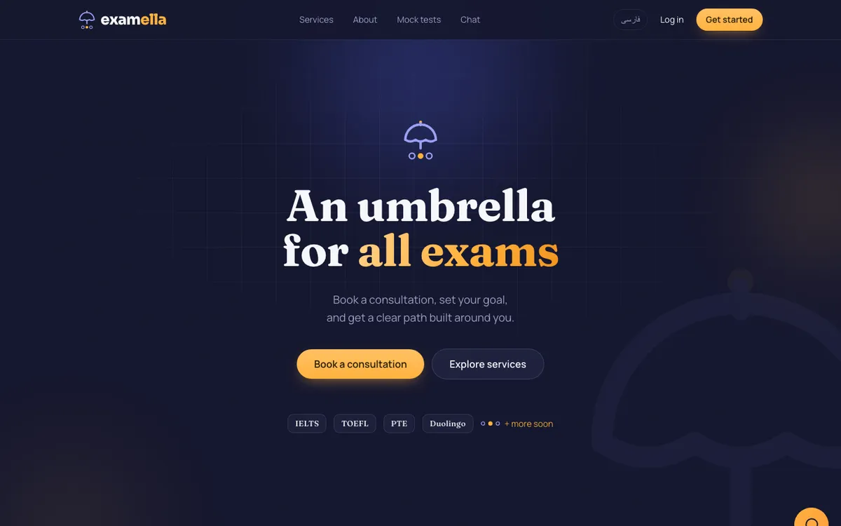 نمای صفحه اصلی وبسایت examella